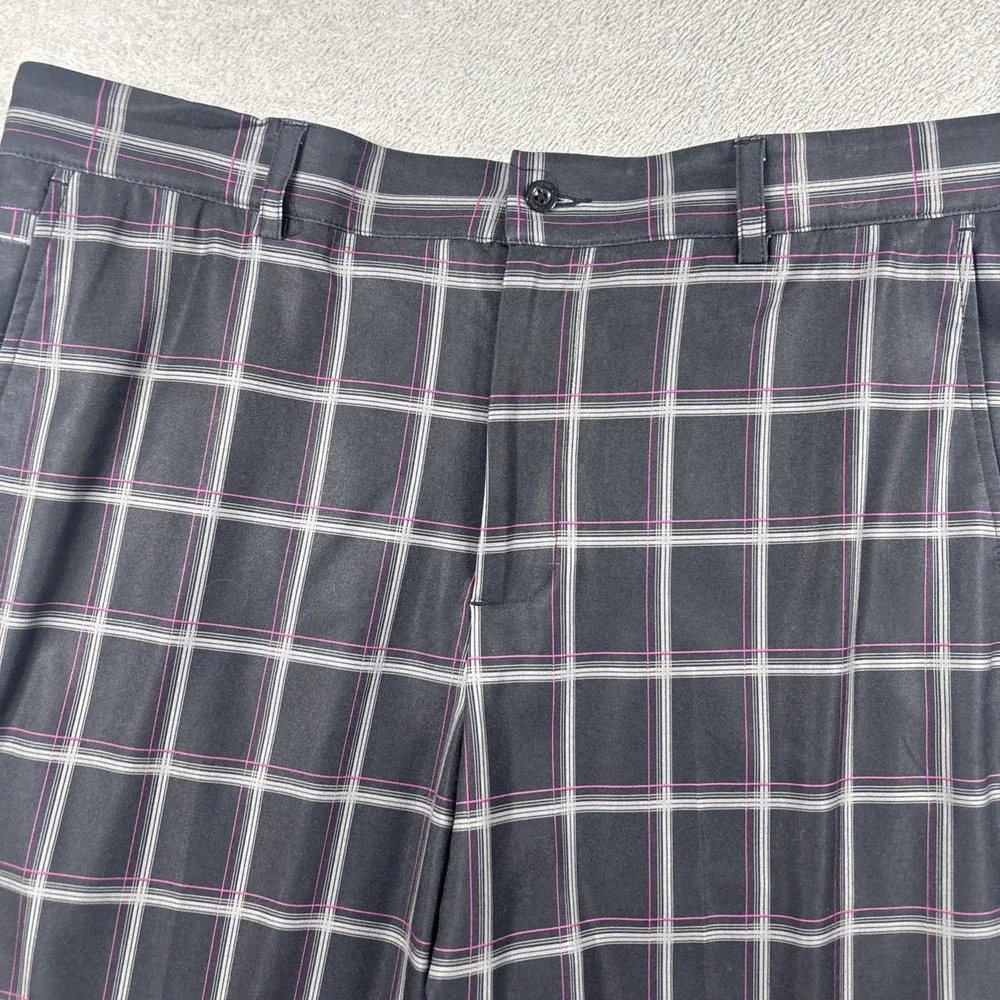 Dunning Golf Shorts Black Pink PlaidChino Flat Front Men's Size 36